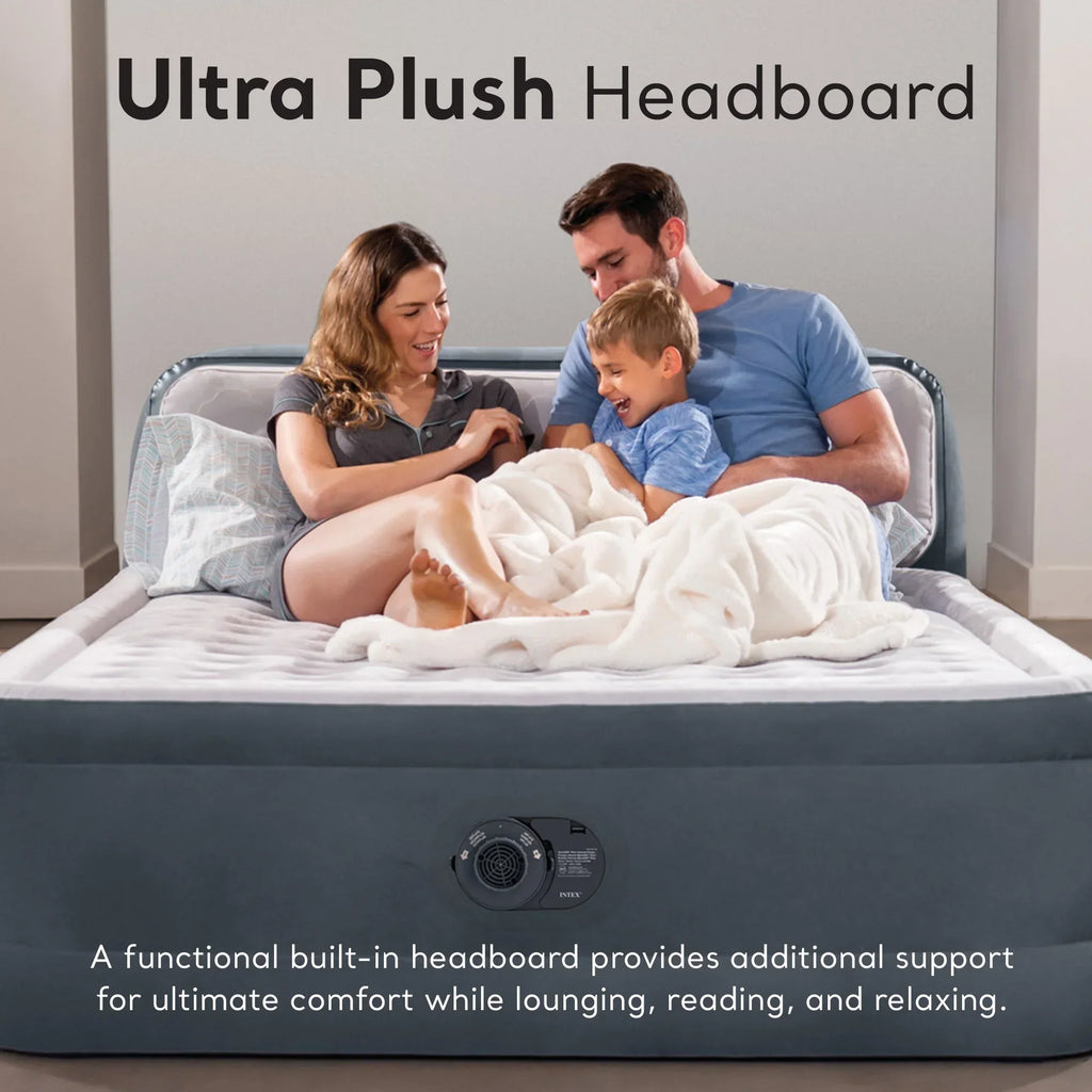 Nouveauté 2026 – Matelas Intex Dura-Beam Deluxe Plush Headbed Queen avec pompe intégrée - Emballage ouvert