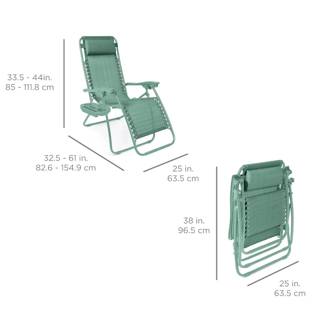 Nouveauté 2026 – Ensemble de 2 fauteuils inclinables zéro gravité Best Choice Products pour terrasse et piscine avec porte-gobelet - Gris