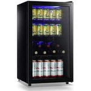 Nouveauté 2026 – Réfrigérateur à boissons compact WANAI , capacité de 100 canettes, porte vitrée, acier inoxydable noir
