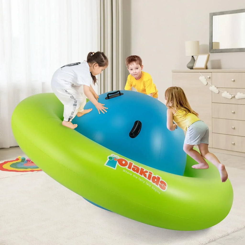 Nouveauté 2026 – Dôme gonflable à bascule OLAKIDS , 2,4 m (8 pi), balançoire géante d'extérieur pour enfants avec 6 poignées de sécurité, poids maximal 113 kg (250 lb), jouet d'escalade pour tout-petits, équipement de jeu pour jardin