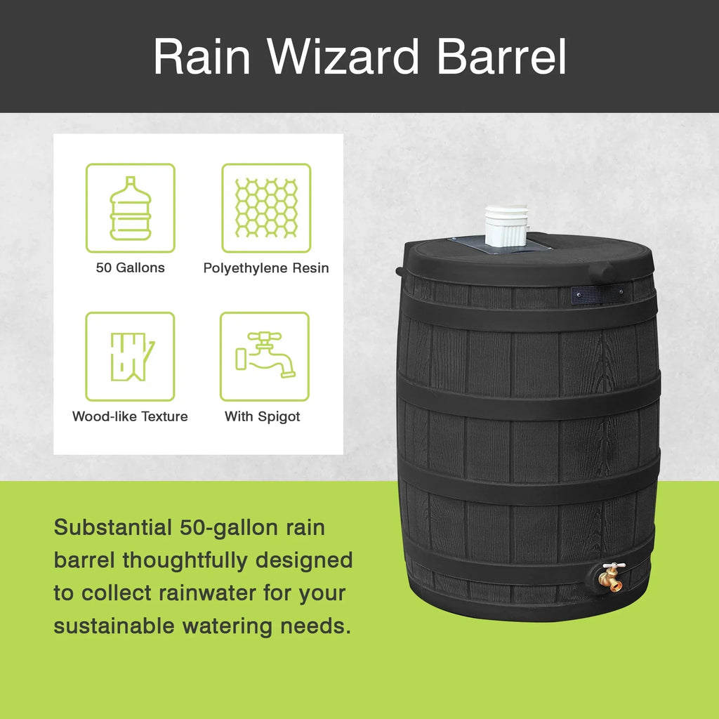 Nouveauté 2026 – Récupérateur d'eau de pluie Good Ideas Rain Wizard 50 gallons (190 litres