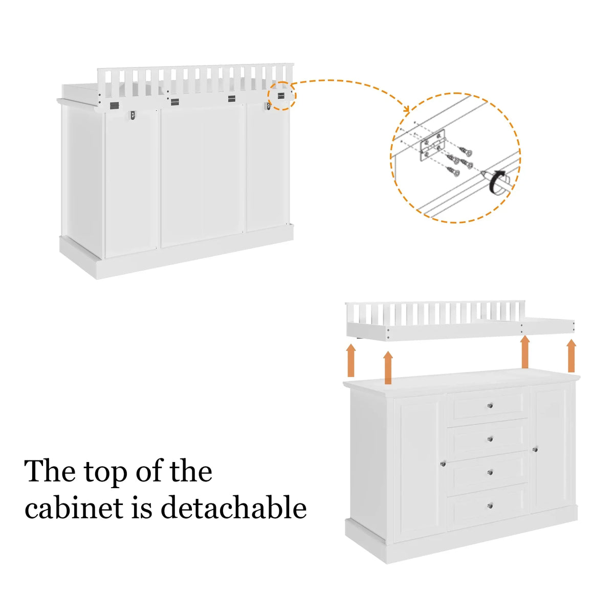 Nouveauté 2026 – Table à langer/commode pour chambre de bébé OXYLIFE , 114 cm (45 po), avec 4 tiroirs et une étagère, blanche