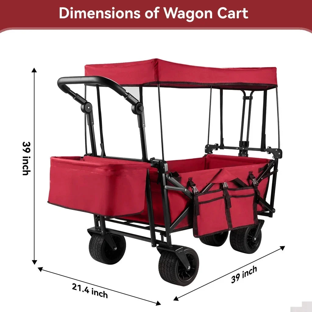 Nouveauté 2026 – Chariot de jardin pliable VECUKTY avec auvent amovible, noir