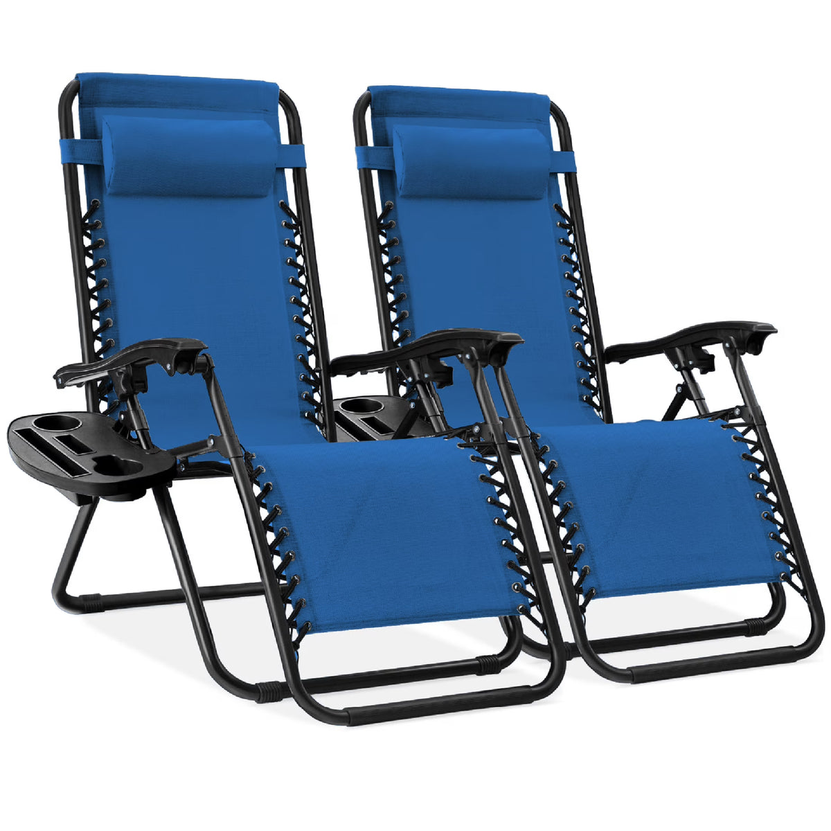 Nouveauté 2026 – Ensemble de 2 fauteuils inclinables zéro gravité Best Choice Products pour terrasse et piscine avec porte-gobelet - Gris
