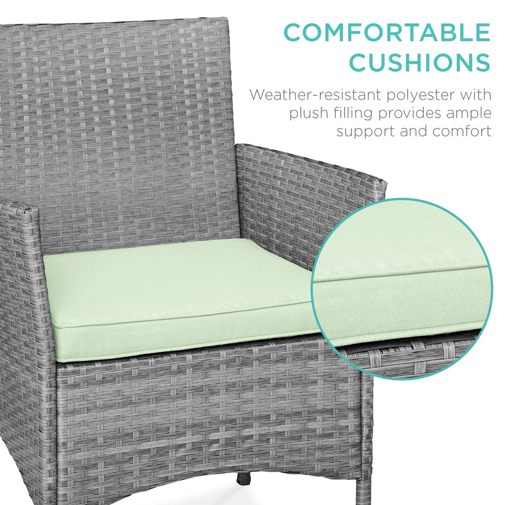 Nouveauté 2026 – Ensemble bistro de jardin 3 pièces en résine tressée Best Choice Products , avec 2 chaises et une table - Gris/Bleu marine