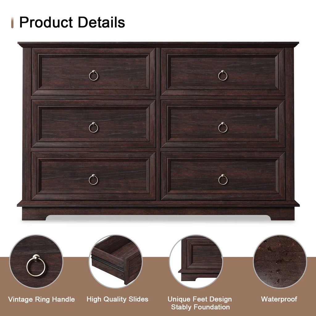 Nouveauté 2026 – Commode FAGAGA 6 tiroirs pour salon, meuble de rangement en bois pour chambre, blanc