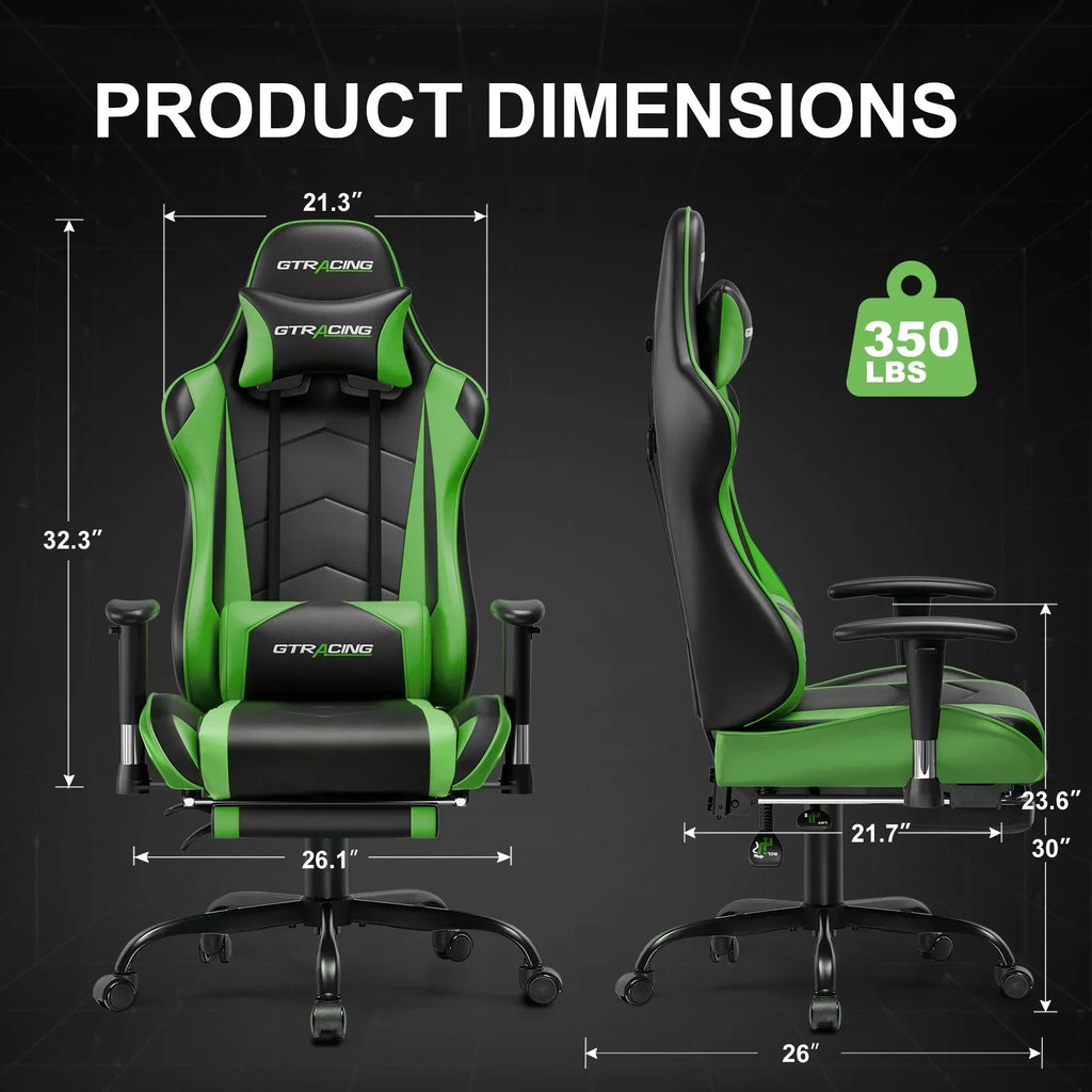 Nouveauté 2026 – Chaise de jeu GTRACING , chaise de bureau ergonomique avec soutien lombaire, revêtement en cuir PU, repose-pieds et appui-tête réglable, rouge