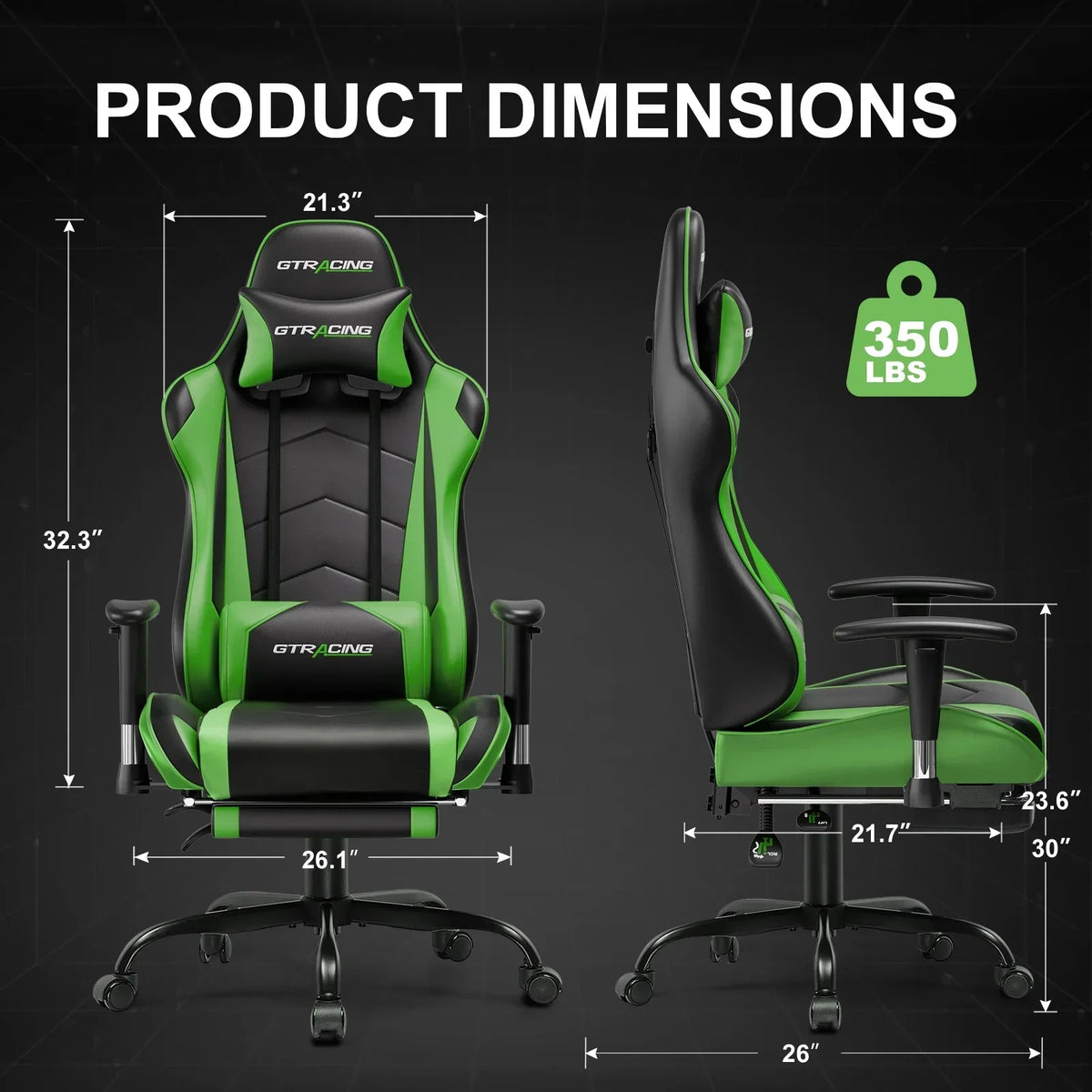 Nouveauté 2026 – Chaise de jeu GTRACING , chaise de bureau ergonomique avec soutien lombaire, revêtement en cuir PU, repose-pieds et appui-tête réglable, rouge