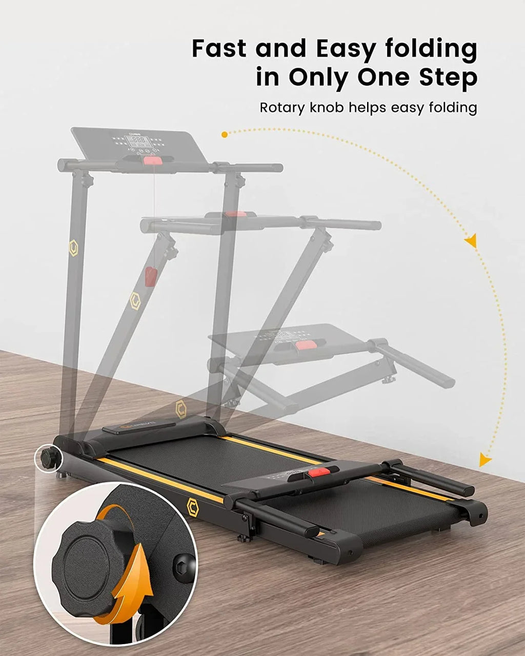 Nouveauté 2026 – Tapis de course pliable UREVO , mini-tapis de course portable de 2,25 CV pour la maison et le bureau, tapis de course compact avec 12 modes HIIT, écran LCD, capacité de 120 kg
