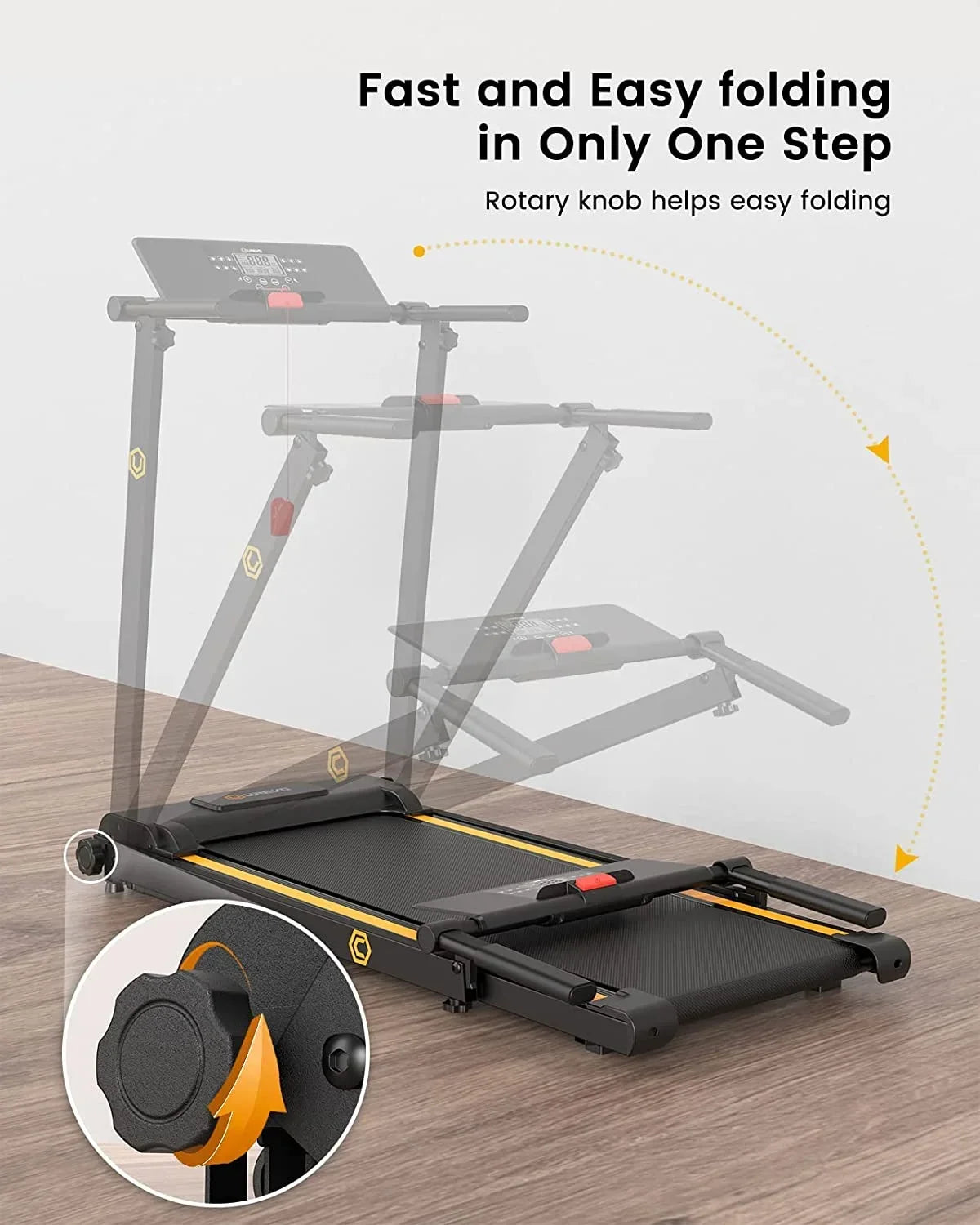 Nouveauté 2026 – Tapis de course pliable UREVO , mini-tapis de course portable de 2,25 CV pour la maison et le bureau, tapis de course compact avec 12 modes HIIT, écran LCD, capacité de 120 kg