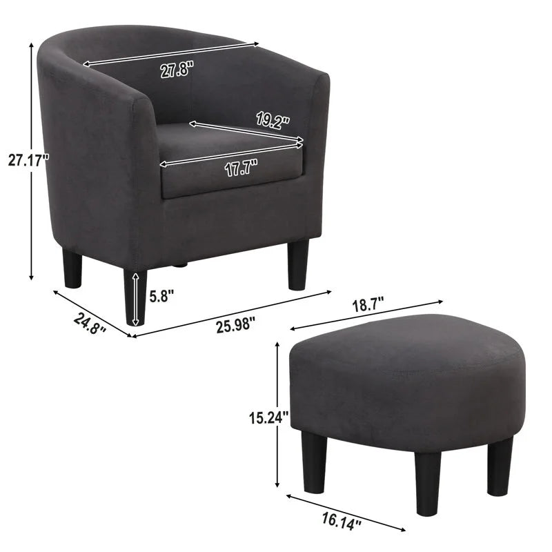 Nouveauté 2026 – Fauteuil d'appoint en velours beige Bonzy Home avec repose-pieds pour salon
