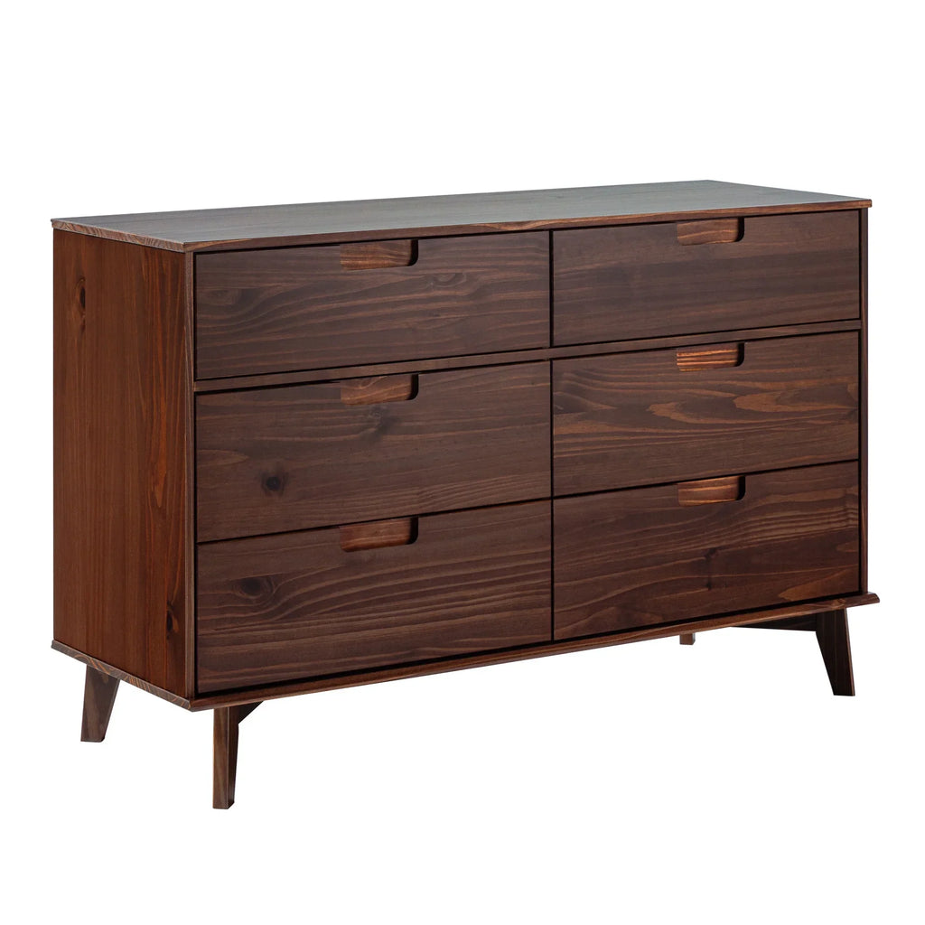 Nouveauté 2026 – Commode Walker Edison Sonoma 6 tiroirs en bois massif couleur caramel