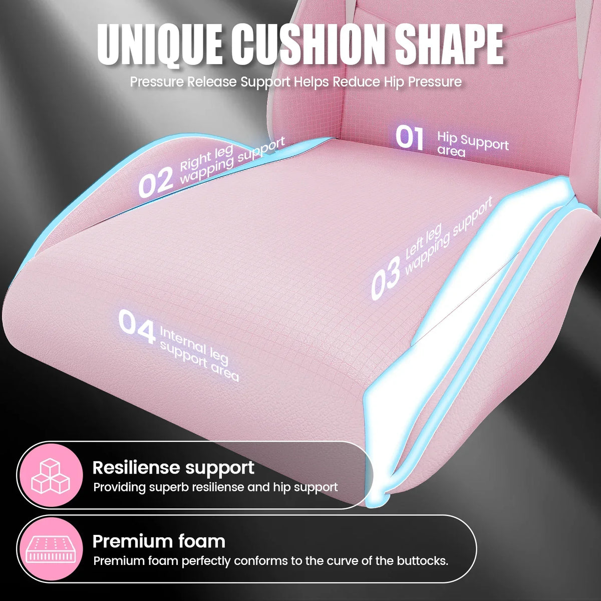 Nouveauté 2026 – Chaise de jeu Bigzzia , chaise de bureau ergonomique avec appui-tête et soutien lombaire réglables en hauteur, pour adultes et adolescents, noir et blanc