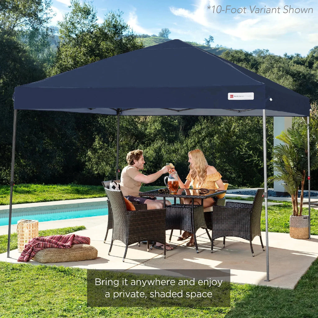 Nouveauté 2026 – Best Choice Products 3,66 m x 3,66 m - Abri pliant facile à monter avec installation en un clic, sac à roulettes et 4 sacs de lestage - Bleu marine
