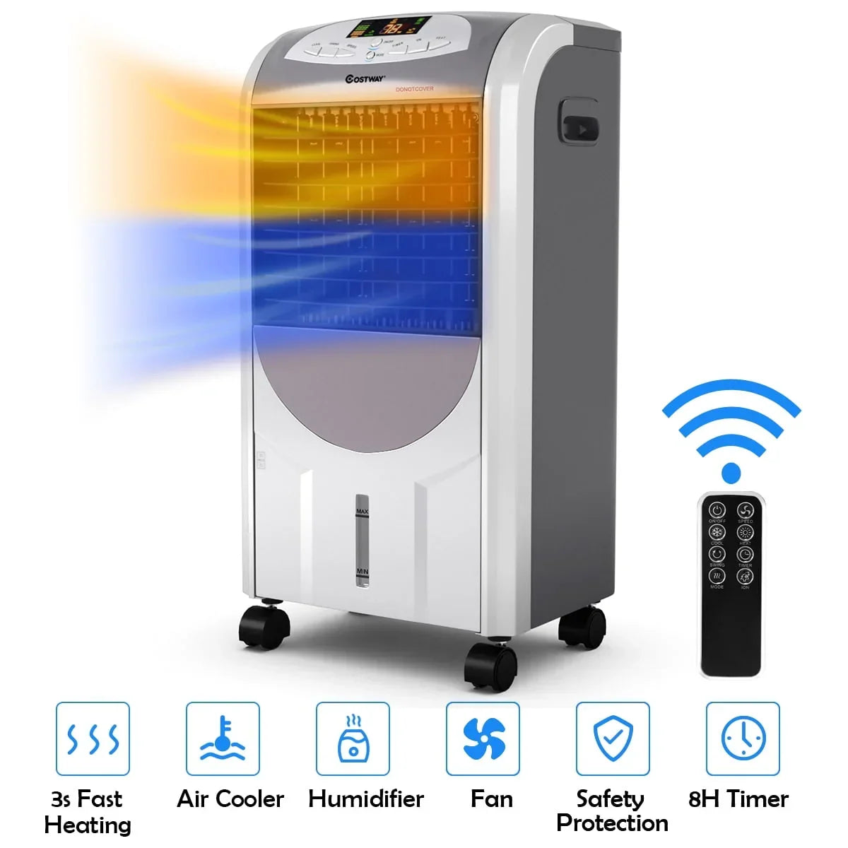 Nouveauté 2026 – Ventilateur et humidificateur portable Costway avec filtre lavable et télécommande