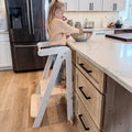 Nouveauté 2026 – Tour de cuisine pliable HARPPA pour tout-petits, tour sur pied pour enfants de 1,5 à 6 ans, blanche