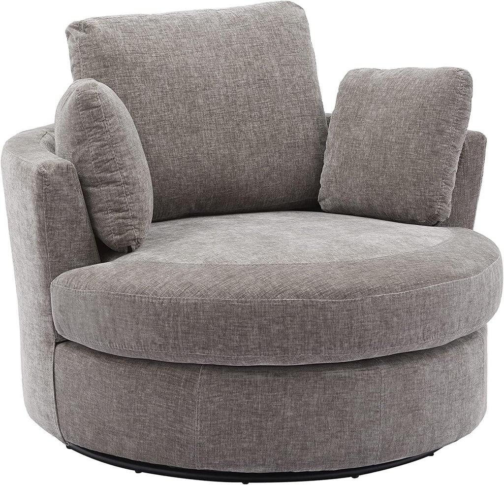 Nouveauté 2026 – Canapé deux places 42" W Small, fauteuil pivotant à 360° pour chambre à coucher, fauteuil d'appoint pivotant à 360° pour salon, fauteuil club en tissu chenille, méridienne pour salon/bureau/hôtel, gris