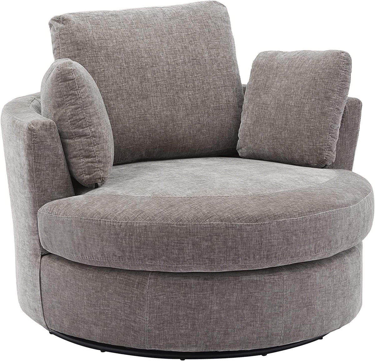 Nouveauté 2026 – Canapé deux places 42" W Small, fauteuil pivotant à 360° pour chambre à coucher, fauteuil d'appoint pivotant à 360° pour salon, fauteuil club en tissu chenille, méridienne pour salon/bureau/hôtel, gris