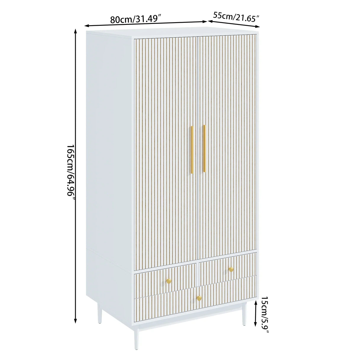 Nouveauté 2026 – Armoire-penderie Armoire , meuble de rangement avec tiroirs et penderie pour chambre à coucher, blanc