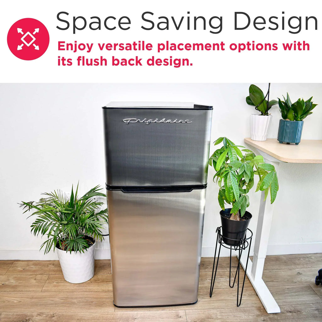 Nouveauté 2026 – Réfrigérateur compact Frigidaire 2 portes, 4,5 pi³, finition chromée, EFR451, platine