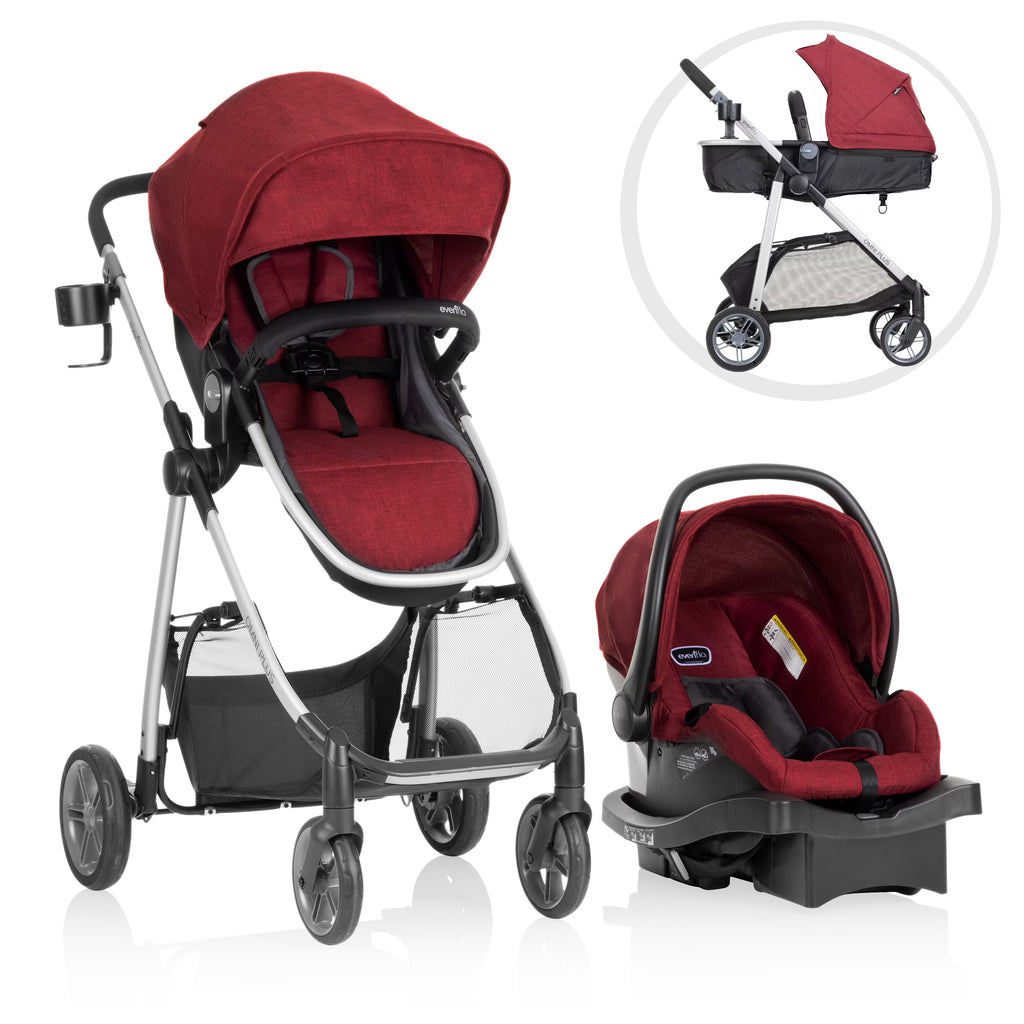 Nouveauté 2026 – Système de voyage modulaire Evenflo Omni Plus avec siège auto pour bébé LiteMax Sport, gris Mylar, unisexe