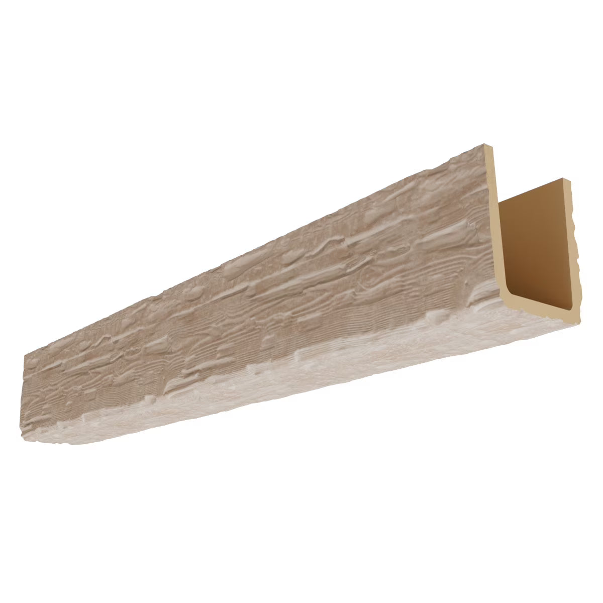 Nouveauté 2026 – Ekena Millwork 3 1/2 po L x 3 1/2 po H x 120 po P 3 côtés (poutre en U) Bois de récupération HeritageTimber Faux bois Poutre de plafond, Brun Kona