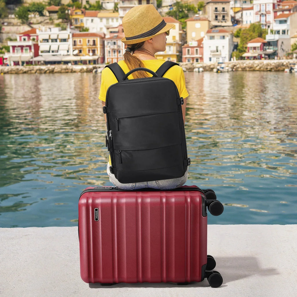 Nouveauté 2026 – Ensemble de bagages MIUSSE , 3 pièces : valise cabine 20 pouces à roulettes, coque rigide 100 % PC avec serrure TSA, conforme aux normes des compagnies aériennes, avec sac à dos de voyage pour hommes et femmes