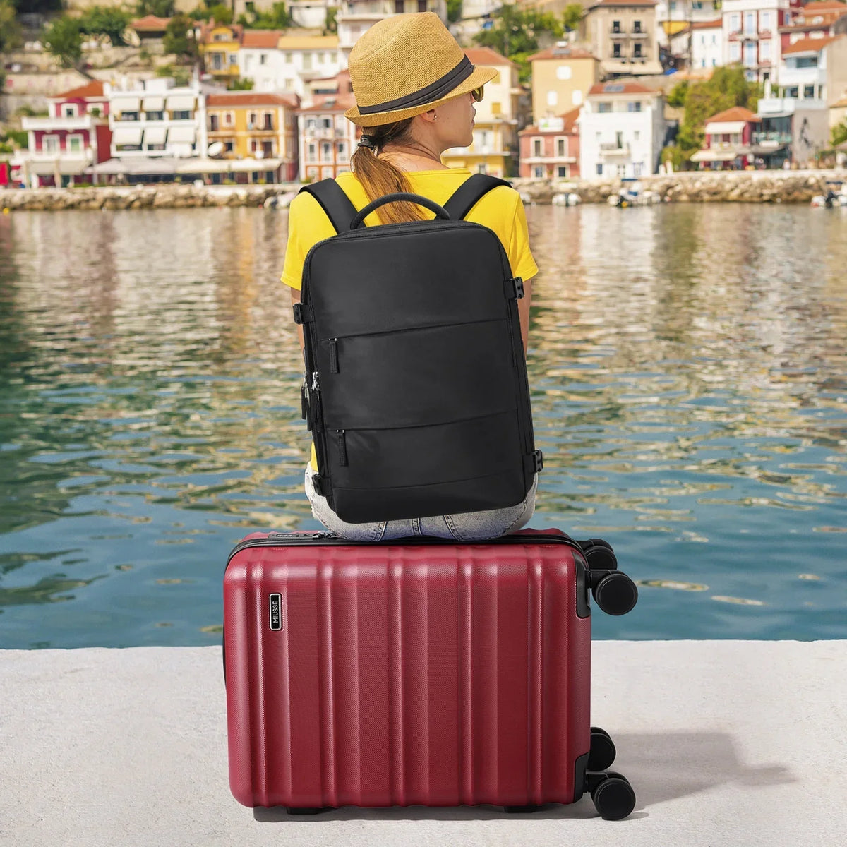Nouveauté 2026 – Ensemble de bagages MIUSSE , 3 pièces : valise cabine 20 pouces à roulettes, coque rigide 100 % PC avec serrure TSA, conforme aux normes des compagnies aériennes, avec sac à dos de voyage pour hommes et femmes