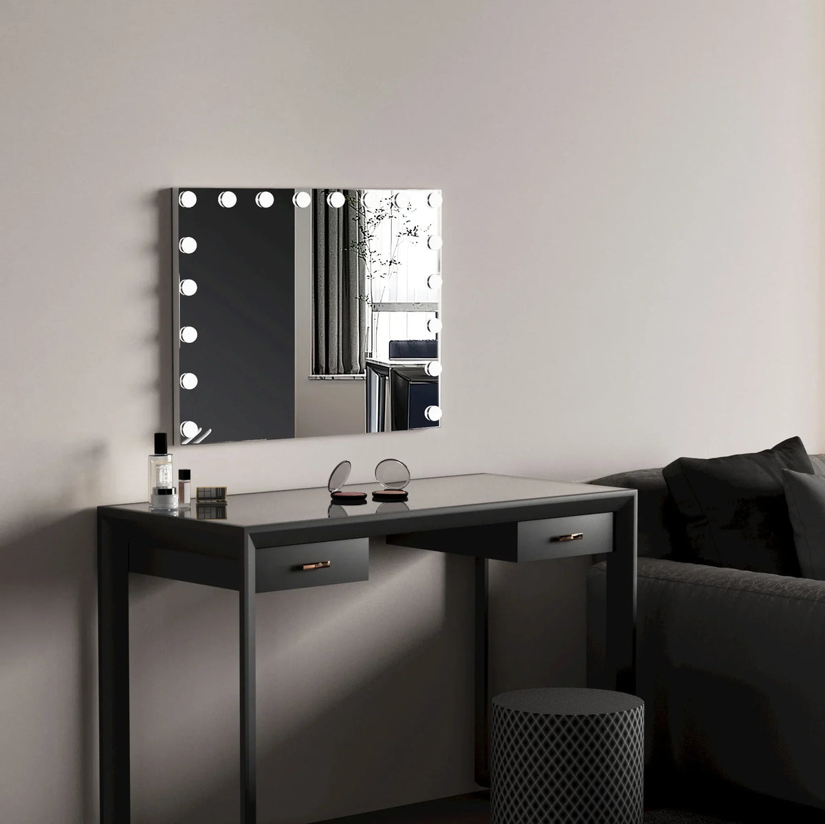 Nouveauté 2026 – Miroir de courtoisie Fenchilin , 81 x 58 cm, avec éclairage, chargement USB, à poser ou à fixer au mur, en métal blanc
