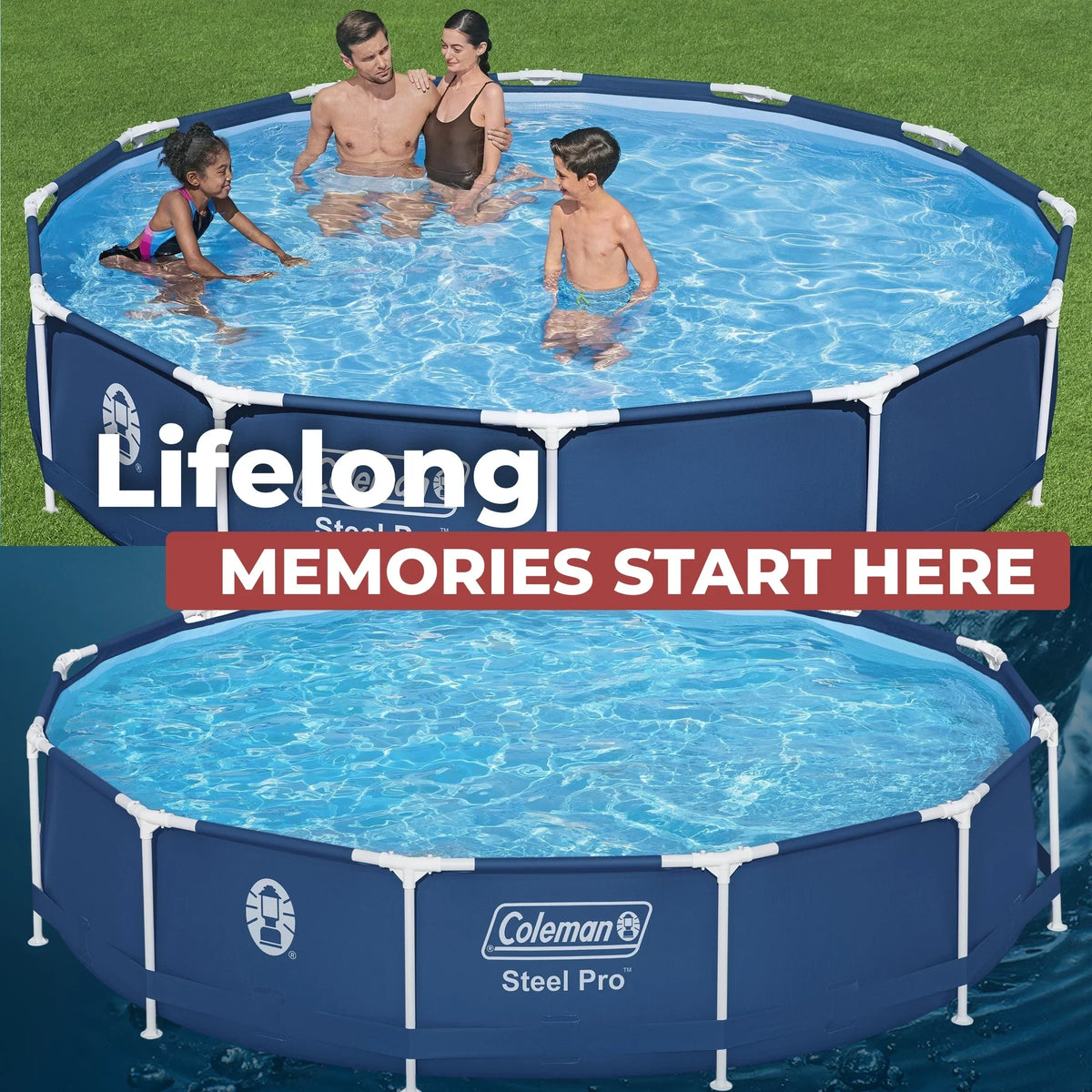 Nouveauté 2026 – Piscine hors sol ronde à structure métallique Coleman Steel Pro 12 pi x 33 po