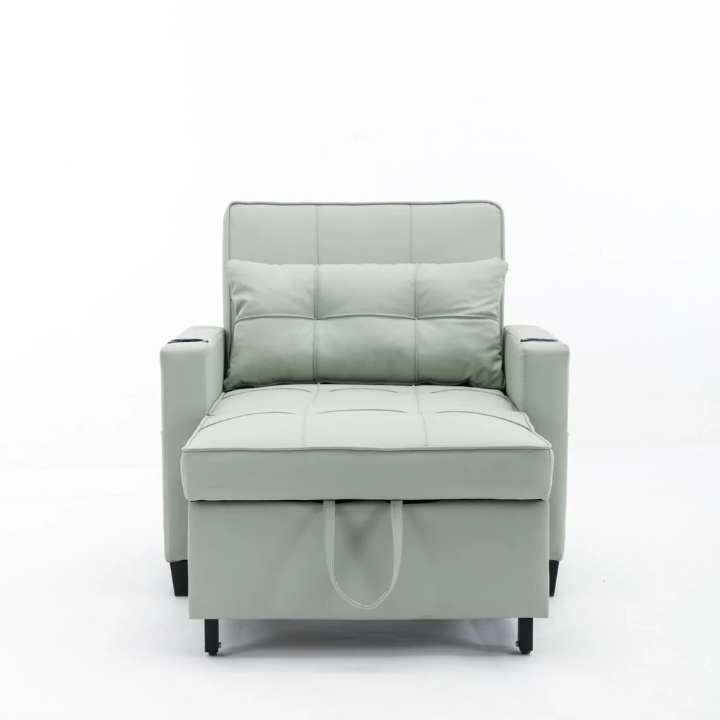 Nouveauté 2026 – Canapé-lit futon convertible , fauteuil-lit multifonctionnel 3 en 1 avec ports USB, dossier inclinable réglable, idéal pour les petits espaces (salon, chambre), revêtement en tissu technique, gris foncé