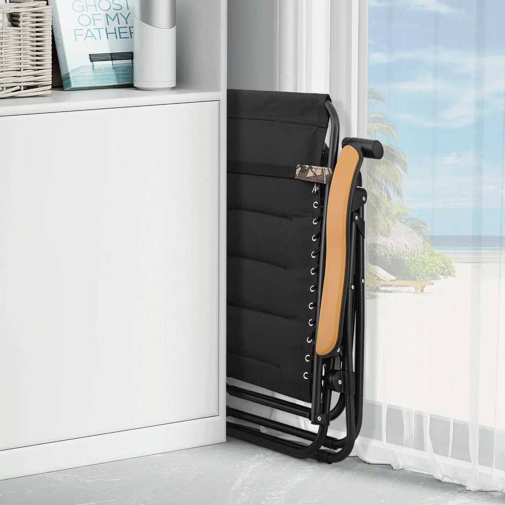 Nouveauté 2026 – Ensemble de 2 chaises MoNiBloom Zero Gravity , fauteuils de plage/terrasse pliables avec auvent et appui-tête, noirs