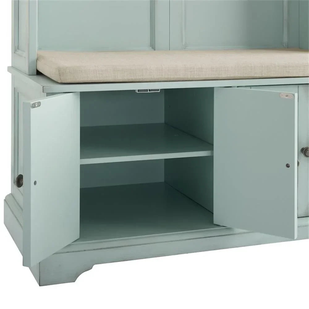 Nouveauté 2026 – Porte-manteau traditionnel en bois Bowery Hill , coloris bleu écume de mer/avoine