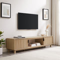 Nouveauté 2026 – Meuble TV Walker Edison , style moderne du milieu du siècle, à deux portes cannelées, pour téléviseurs jusqu'à 80 pouces, chêne côtier