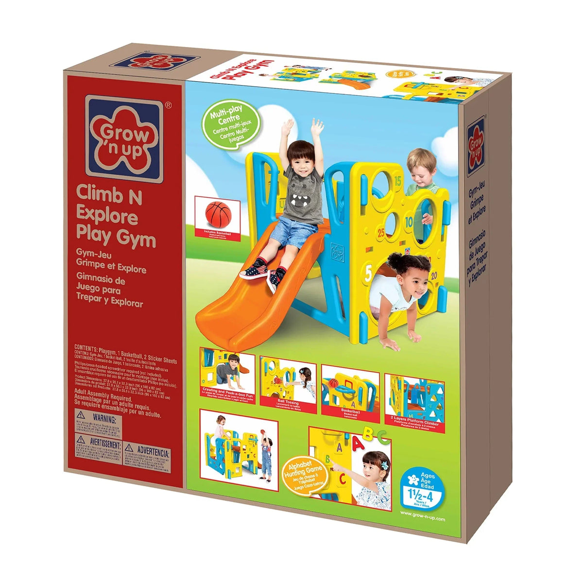 Nouveauté 2026 – Grow'n up Structure de jeux d'escalade et de toboggan pour enfants de 1,5 à 4 ans