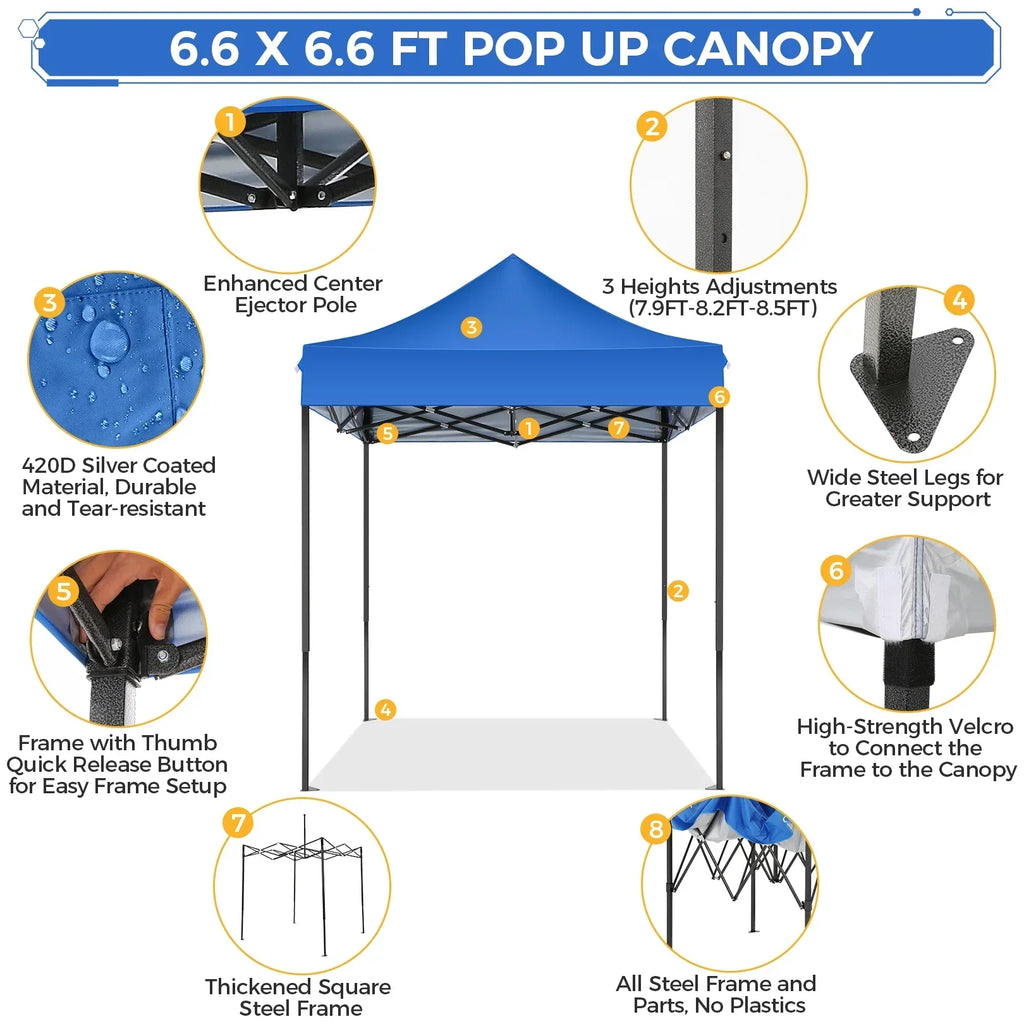 Nouveauté 2026 – Tente pliante SANOPY (2 x 2 m), robuste et facile à monter, imperméable et résistante aux intempéries, idéale pour les fêtes, la plage, le jardin et le camping. Livrée avec un sac de transport, 3 hauteurs réglables et protection UPF