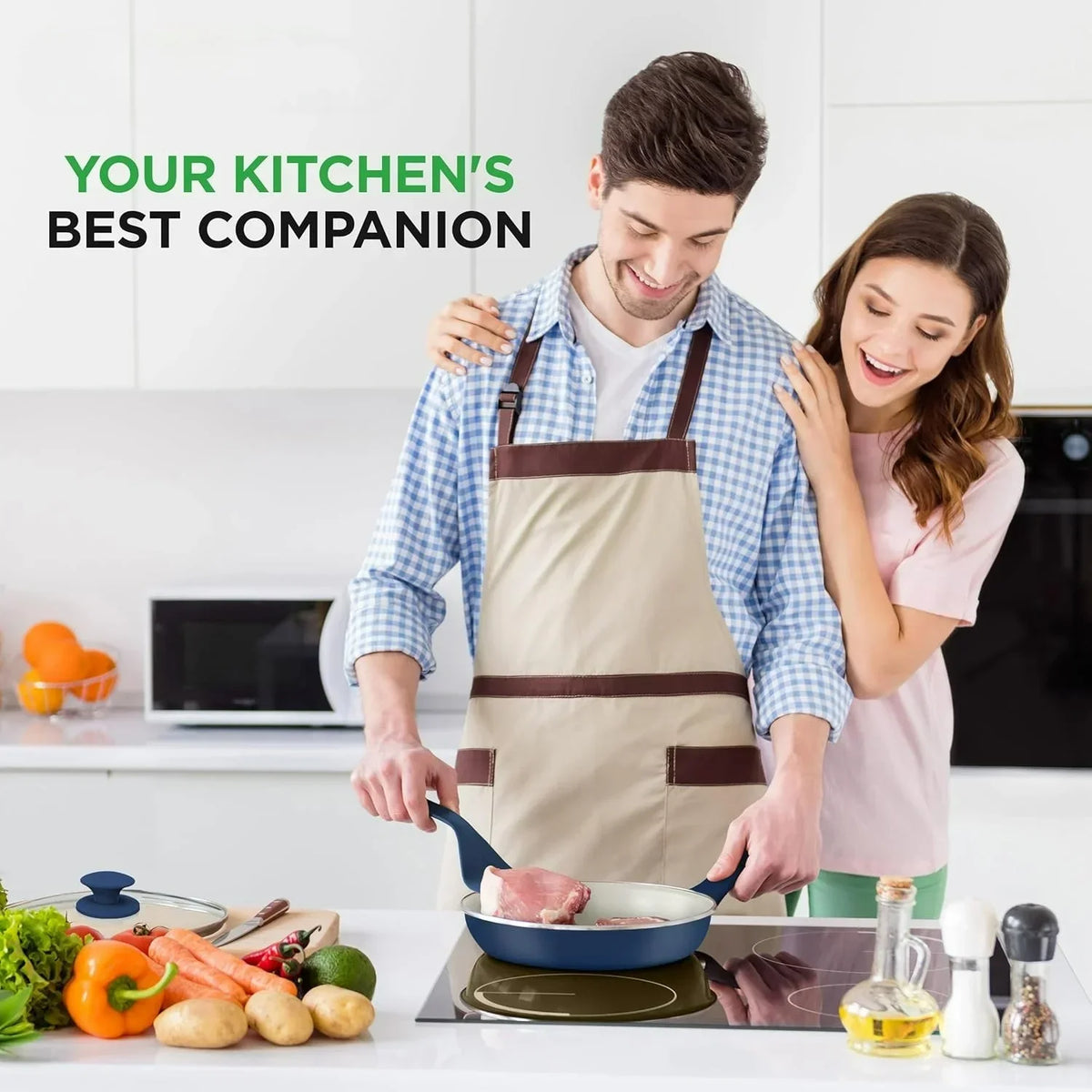 Nouveauté 2026 – Ensemble de cuisine 54 pièces – Ensemble complet de casseroles et poêles en céramique antiadhésive avec ustensiles, moules à pâtisserie et couteaux, compatible gaz, électrique et induction, rose poudré – Indispensables pour la cuisin