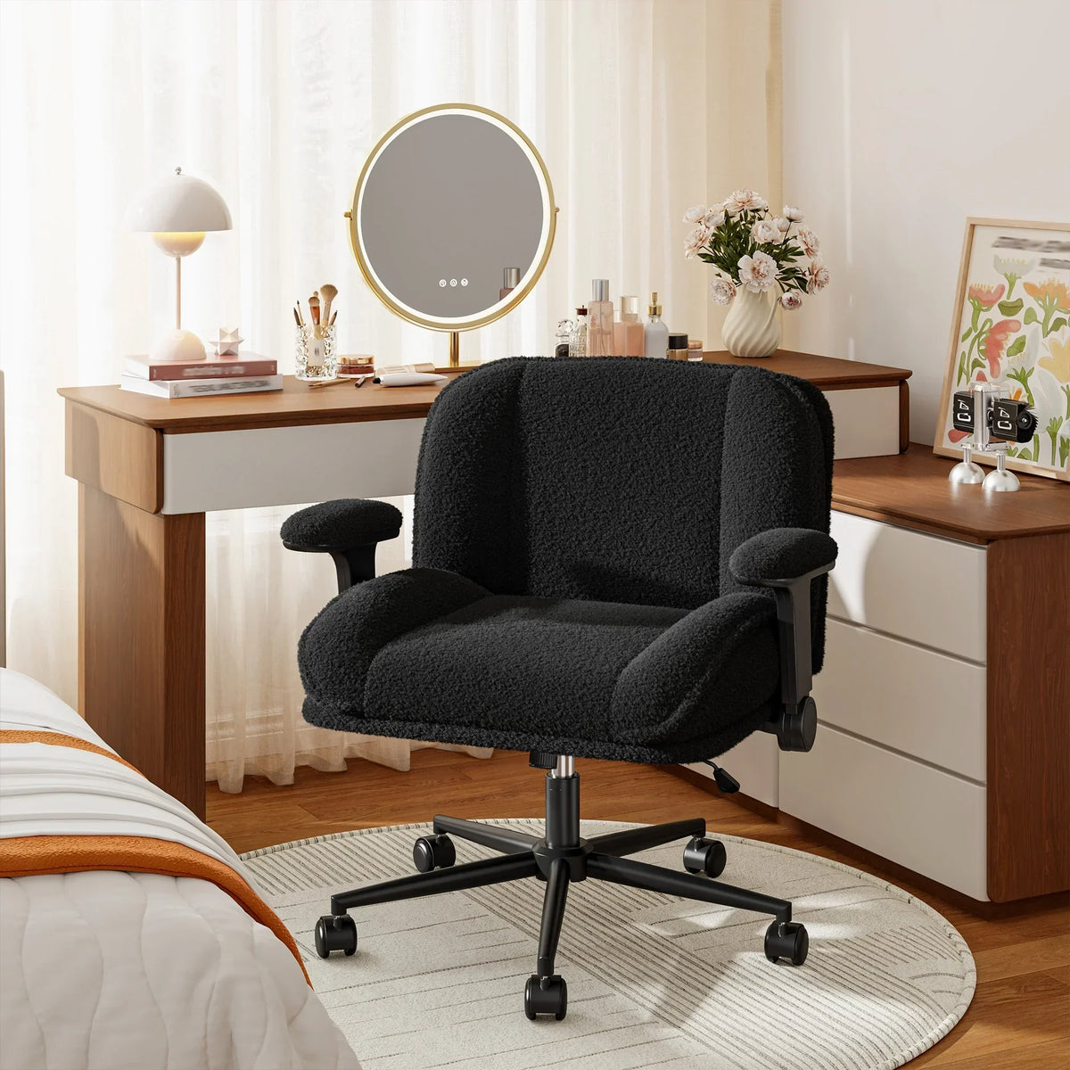 Nouveauté 2026 – Chaise de bureau Romorgniz Criss Cross avec accoudoirs réglables, soutien lombaire, dossier inclinable, coussin épais et roulettes. Idéale pour le bureau, les jeux vidéo, la lecture ou la coiffeuse. Couleur : blanc cassé