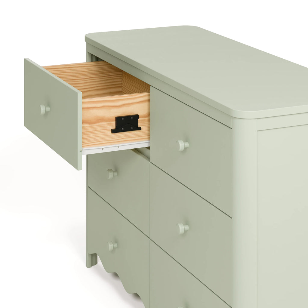 Nouveauté 2026 – Commode pour chambre d'enfant Storkcraft Casablanca 6 tiroirs, couleur sauge