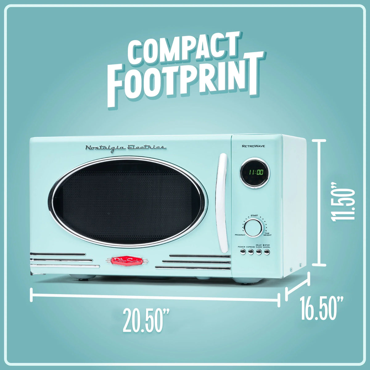 Nouveauté 2026 – Four à micro-ondes de comptoir Nostalgia Retro , 0,9 pi³, 800 watts, bleu turquoise