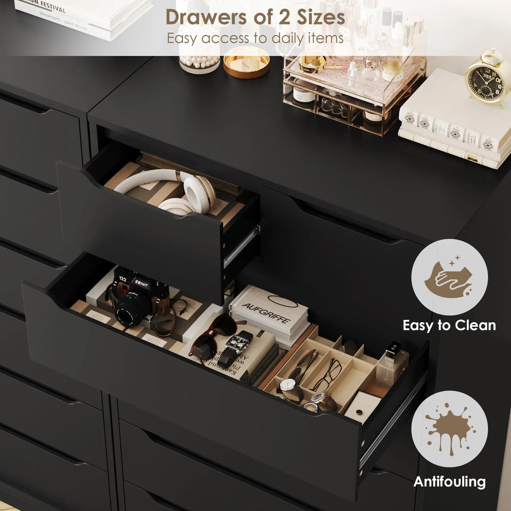 Nouveauté 2026 – Commode blanche Homfa 7 tiroirs, 130 cm de hauteur, meuble de rangement en bois avec base stable améliorée, commode verticale pour chambre ou salon