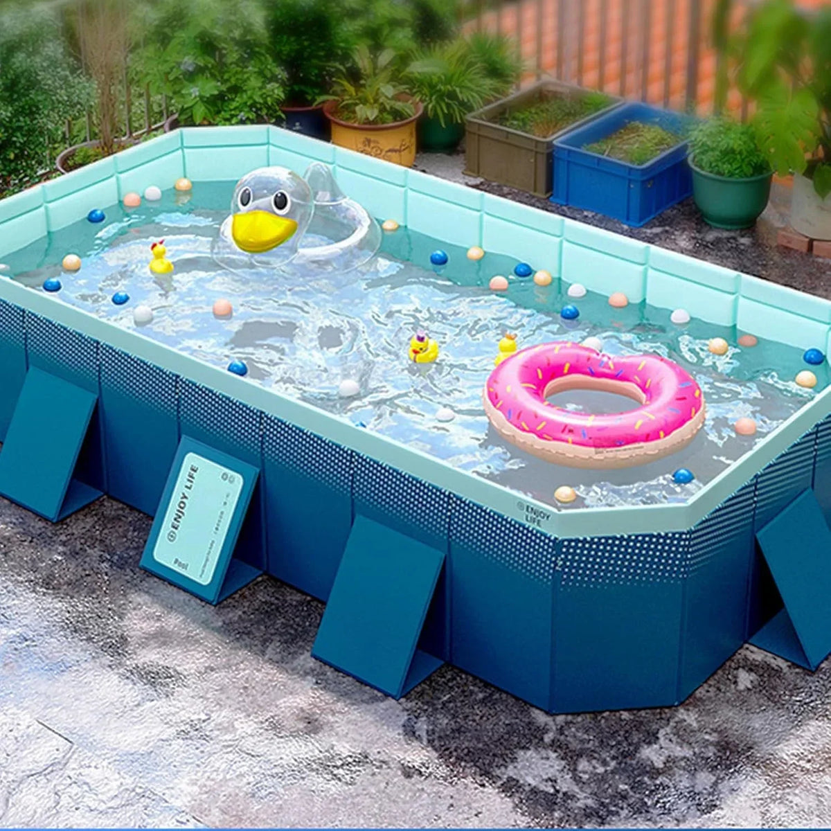 Nouveauté 2026 – Piscine familiale rectangulaire pliable , grande taille, non gonflable, facile à installer, convient aux adultes, aux enfants et aux animaux de compagnie. Idéale pour l'extérieur, le jardin