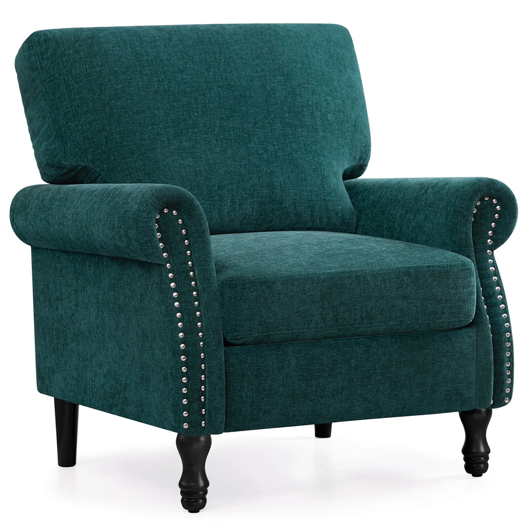 Nouveauté 2026 – Fauteuil d'appoint moderne COOLHUT , canapé une place confortable revêtu de tissu lin avec structure en bois massif, gris