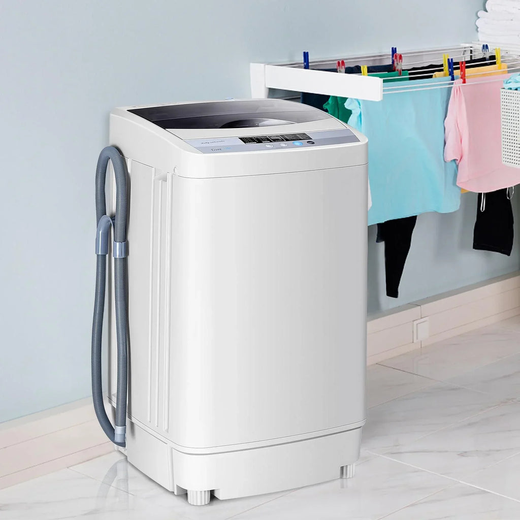Nouveauté 2026 – Laveuse entièrement automatique Giantex , laveuse compacte de 1,34 pi³ avec 10 programmes, 8 niveaux d'eau et panneau DEL, laveuse et essoreuse portables d'une capacité de 9,92 lb avec pompe de vidange