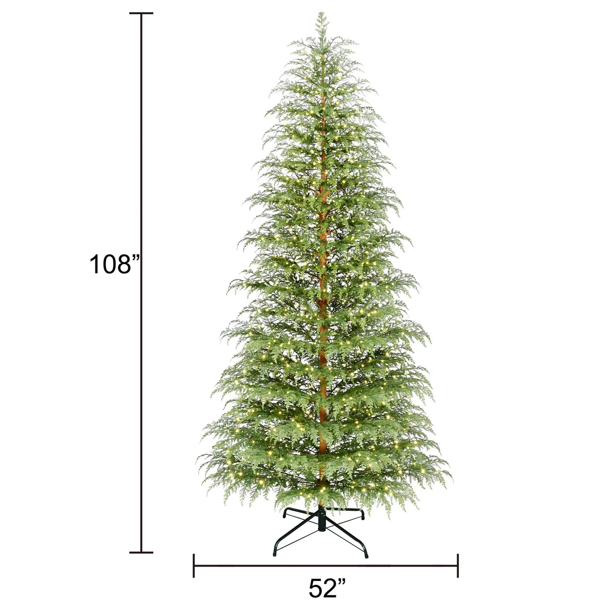 Nouveauté 2026 – Sapin de Noël artificiel 9' en cyprès vert pré-illuminé, , avec 600 lumières LED blanc chaud scintillantes, par My Texas House