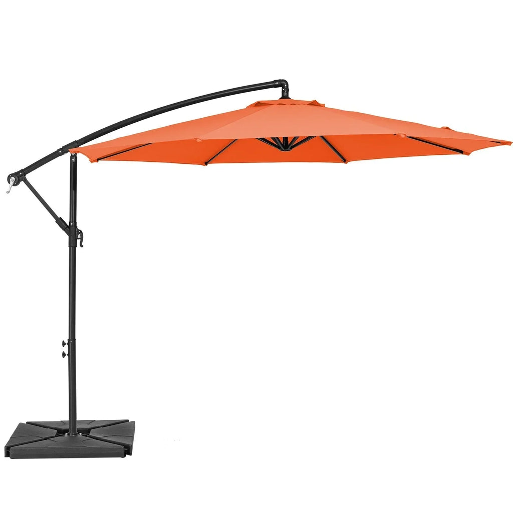 Nouveauté 2026 – Parasol déporté suspendu JUSTLET de 3 m (10 pi) robuste avec base en 4 pièces incluse, beige