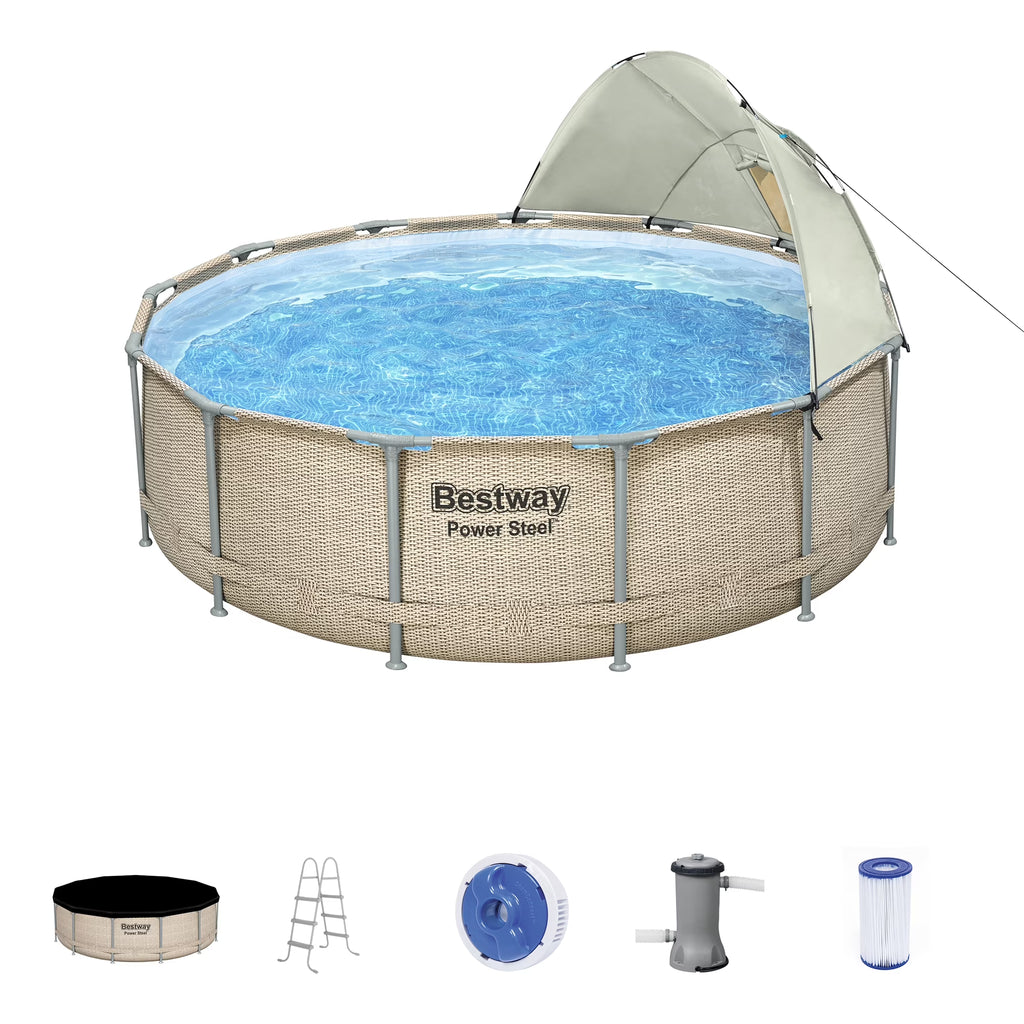 Nouveauté 2026 – Ensemble de piscine extérieure ronde Bestway Power Steel 14 pi x 42 po