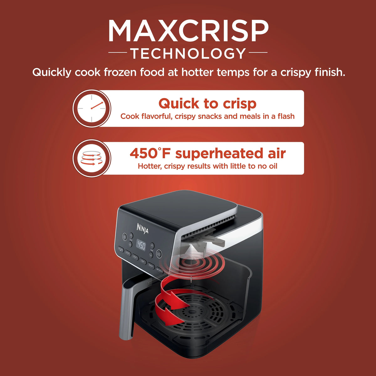Nouveauté 2026 – Friteuse à air Ninja Pro XL 6-en-1 avec une capacité de 6,5 L, fonctions Max Crisp, friture à air chaud, rôtissage à air chaud, cuisson au four, réchauffage et déshydratation