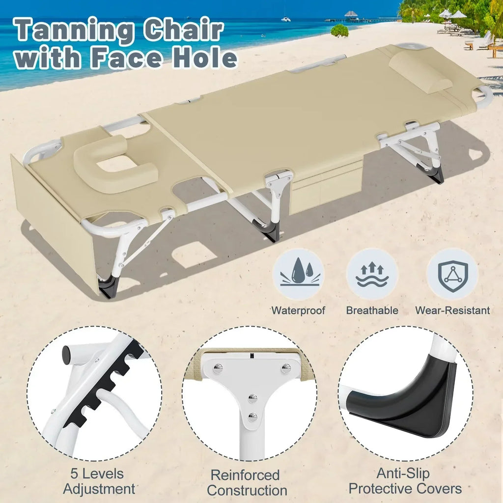 Nouveauté 2026 – Chaise longue MOPHOTO avec matelas, supportant jusqu'à 200 kg, lit de camp portable et robuste, réglable, idéal pour le camping, la piscine, la plage et la terrasse