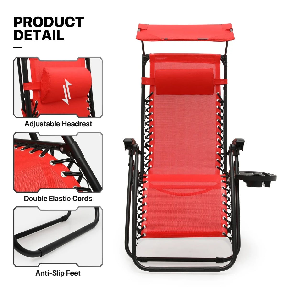 Nouveauté 2026 – Ensemble de 2 chaises MoNiBloom Zero Gravity , fauteuils de plage/terrasse pliables avec auvent et appui-tête, noirs